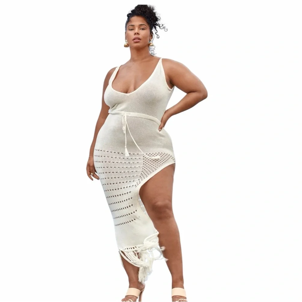 NWT Tabria Majors X FTF ‘The Cover Up' Crochet Dress in Natural Size 2/ 2X - Picture 1 of 11